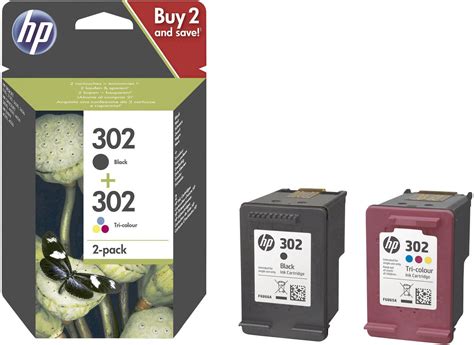 HP 302 Ink cartridge Set Original Black, Cyan, Magenta, Yellow X4D37AE Ink cartridges combo pack ...