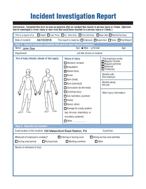 Accident Incident Investigation Report Form