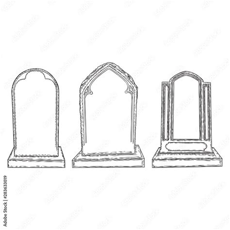 Set of tomb stone drawing. Grave for dead as Halloween tombstones prop ...