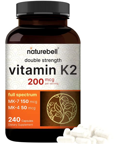 Buy NatureBell Full Spectrum K2 Supplement with MK-7 & MK-4, 200 mcg, 240 s | 2 in 1 Formula, K ...