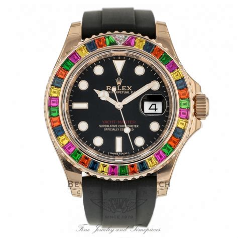 Rolex Yacht-Master 40mm Rose Gold Rainbow Oysterflex Rubber Strap 116695SATS - Beverly Hills ...