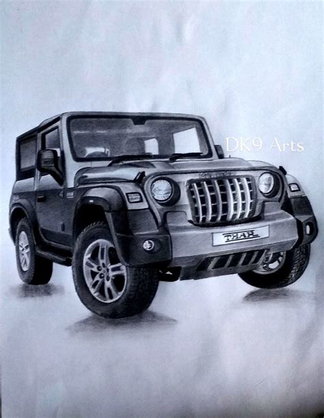 How To Draw A Realistic Mahindra Thar Sketch – NBKomputer