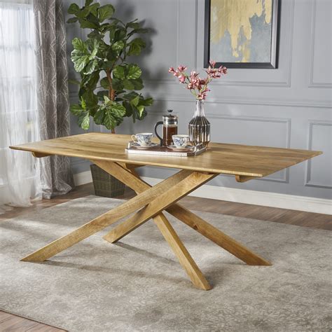 Christopher Knight Home Galton Mid-Century Modern Solid Mango Wood Dining Table, Natural Finish ...