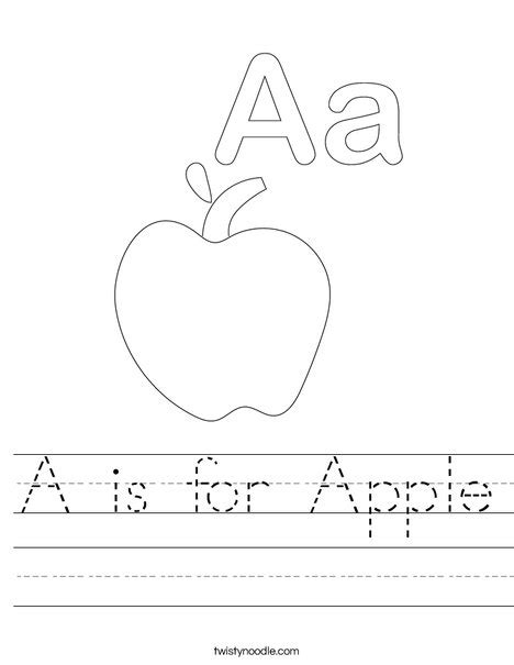 A is for Apple Worksheet - Twisty Noodle