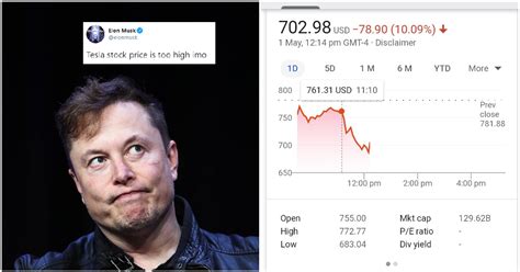 Elon Musk Tesla Stock Price Too High Imo, Tesla Tumbles After Musk ...