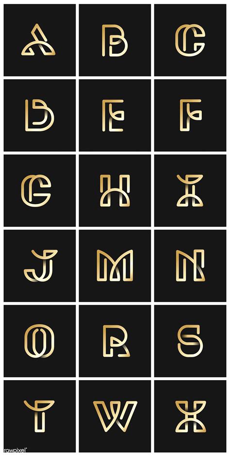 Golden retro alphabets vector set | free image by rawpixel.com / wan | Text logo design ...