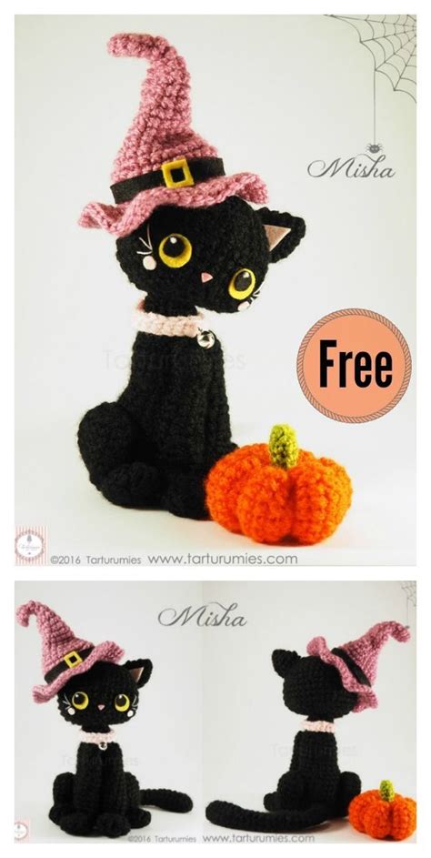 10 Amigurumi Halloween Black Cat Free Crochet Pattern | Crochet cat ...