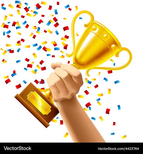 Hand holding a winner trophy cup award Royalty Free Vector