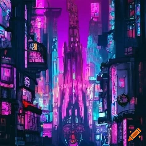 Image of a cyberpunk cathedral