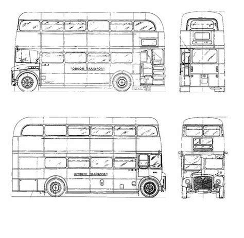 AEC Routemaster London bus Blueprint - Download free blueprint for 3D ...