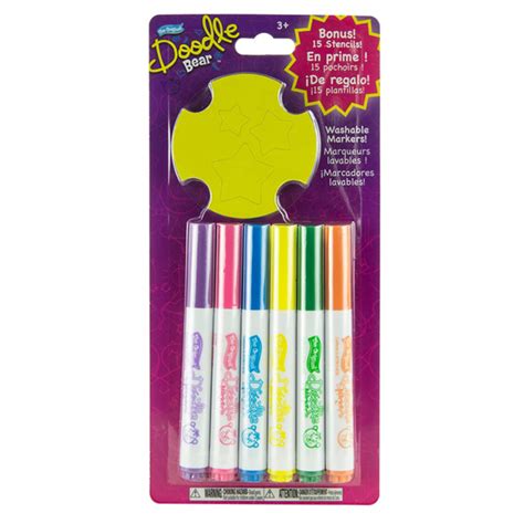 Doodle Bear 6pc Washable Marker Set with 15 Stencils