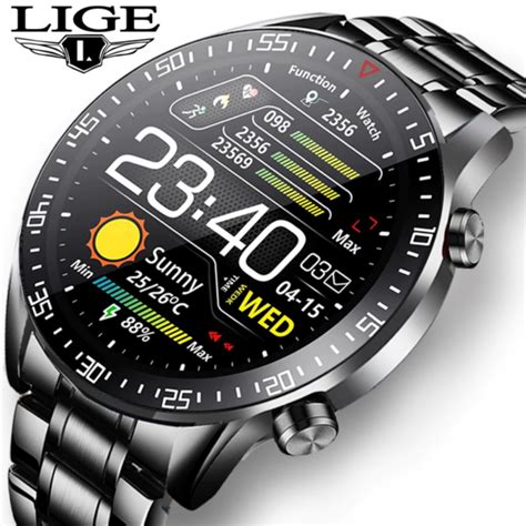 LIGE 2021 New Men Smart watch heart rate Blood pressure waterproof ...