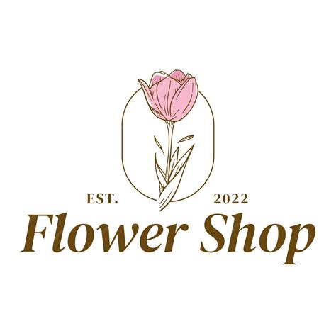 Premium Vector | A flower shop logo is shown in a white background.