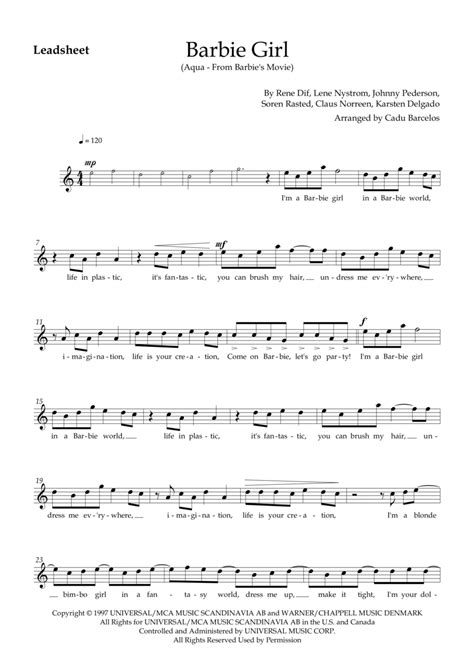 Barbie Girl by Aqua - Easy Piano - Digital Sheet Music | Sheet Music Plus