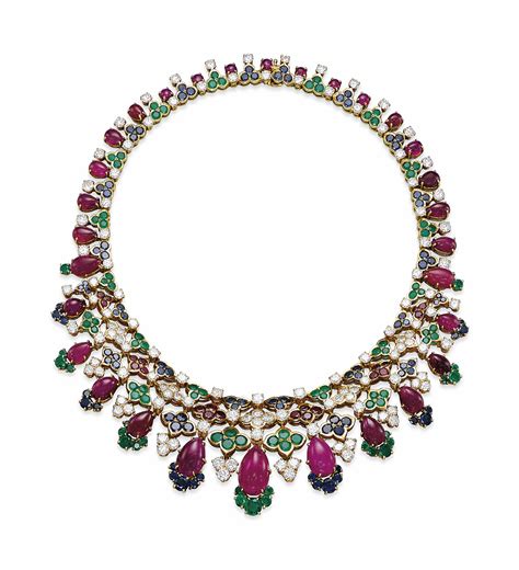 A RUBY, EMERALD, SAPPHIRE AND DIAMOND NECKLACE, BY MAUBOUSSIN | Christie's