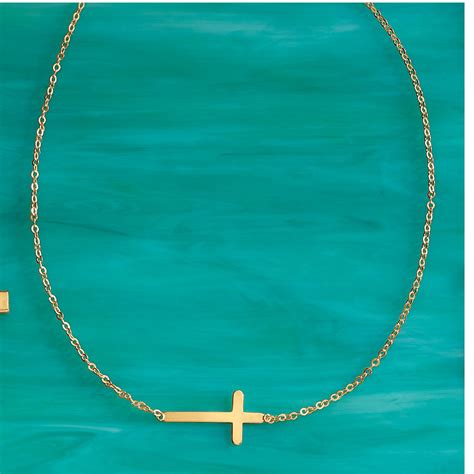 10K Gold Horizontal Cross Necklace | Midnight Velvet