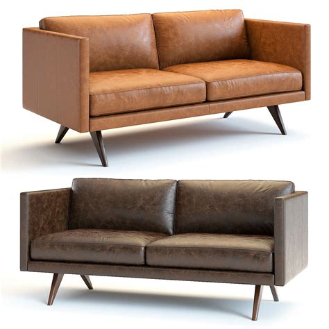 West Elm - Brooklyn Leather Sofa 3D model | CGTrader