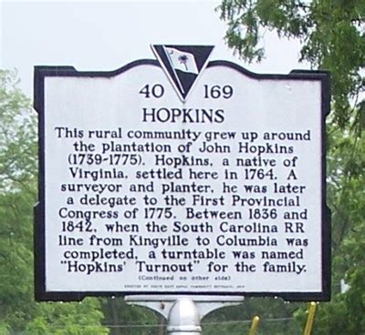 40-169 Hopkins - Hopkins, SC - South Carolina Historical Markers on ...