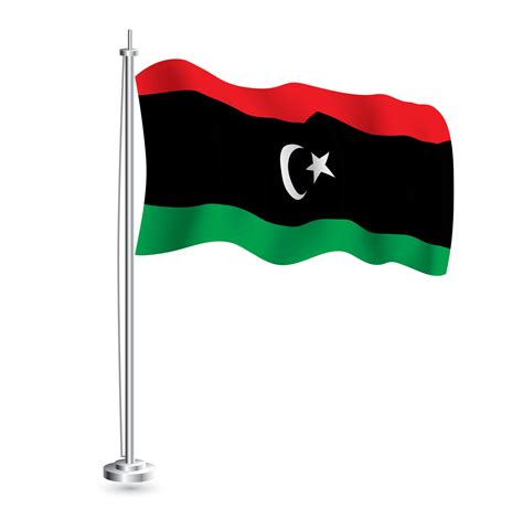 Libyan Flag. Isolated Realistic Wave Flag of Libya Country on Flagpole ...