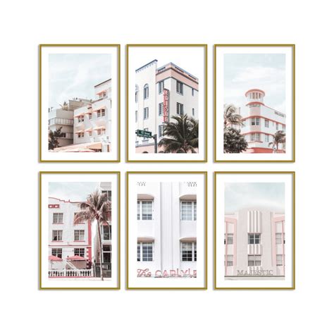 Miami Art Deco Set of 6 Prints Travel Photography Wall Art - Etsy