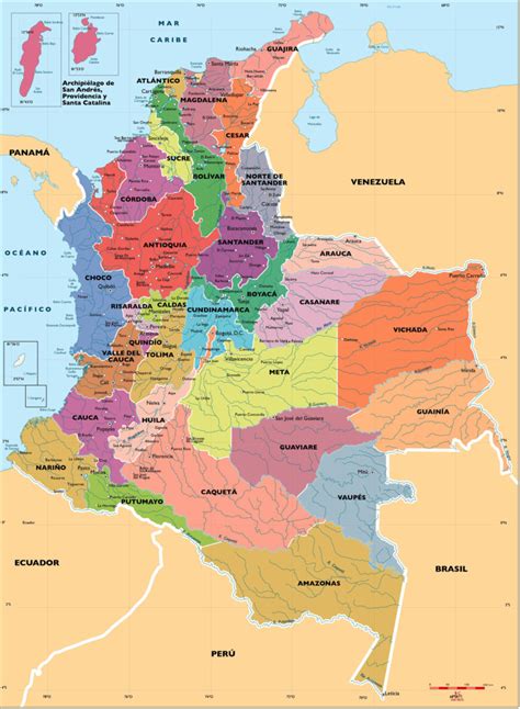 Mapa de Colombia: Regiones, Departamentos, Ciudades, Capitales, Islas ...