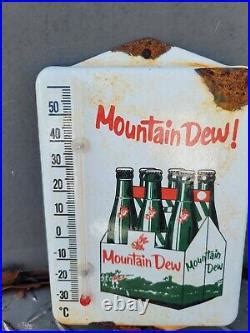 Vintage Mountain Dew Porcelain Sign Soda Thermometer Pop Beverage ...