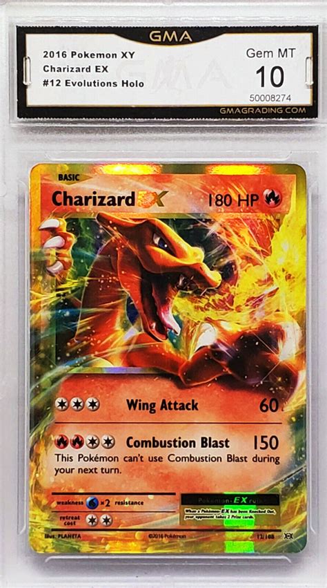 GRADED 10! HOT! CHARIZARD EX 12/108 ULTRA RARE HOLO POKEMON XY EVOLUTIONS - Trading Card Singles