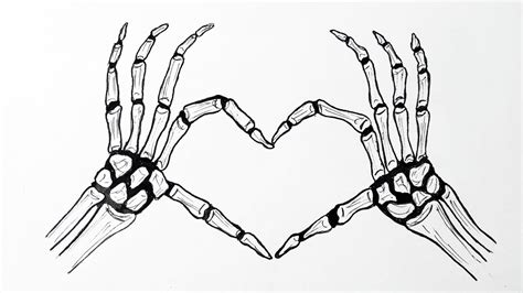 Cómo dibujar un corazón con manos de esqueleto || Dibujo de esqueleto