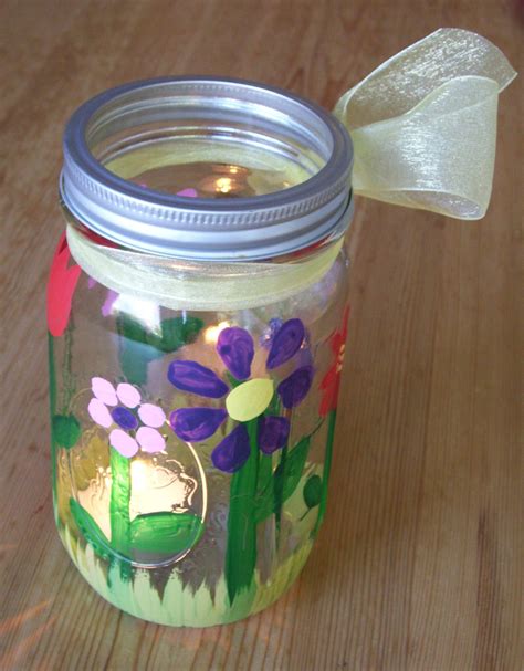 Mother's Day project - Painted a mason jar with acrylic paints. Could ...