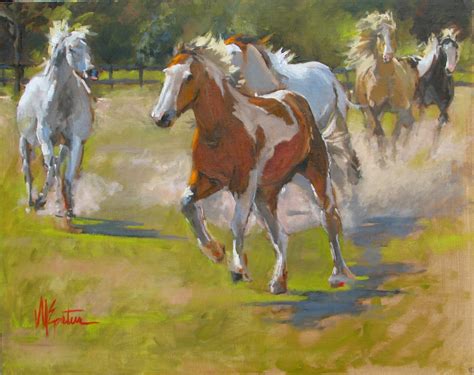 Marla Epstein Artwork: Running Horses Oil Painting on linen