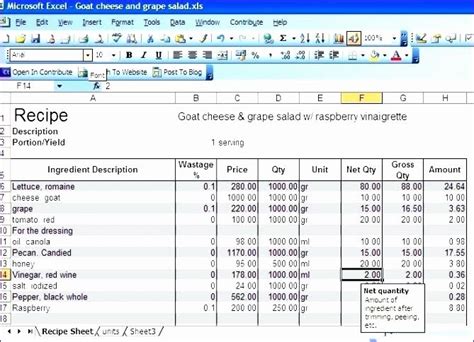 Restaurant Food Cost Calculator Excel ~ Excel Templates