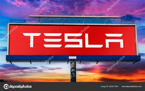 Poznan Pol Apr 2023 Advertisement Billboard Displaying Logo Tesla Multinational – Stock ...