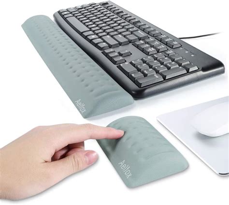 Aelfox Memory Foam Keyboard Wrist Rest&Mouse Pad Wrist Support, Ergonomic Design for Office ...