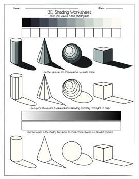 3D Shading Worksheet | Art worksheets, Art lessons, Shading techniques