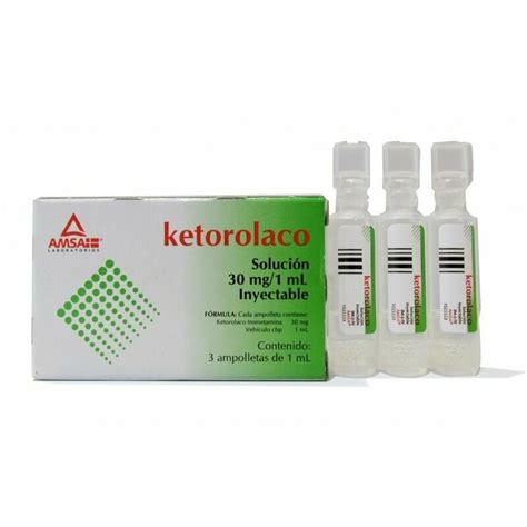 Ketorolaco 30mg Solucion Inyectable con 3 Ampolletas