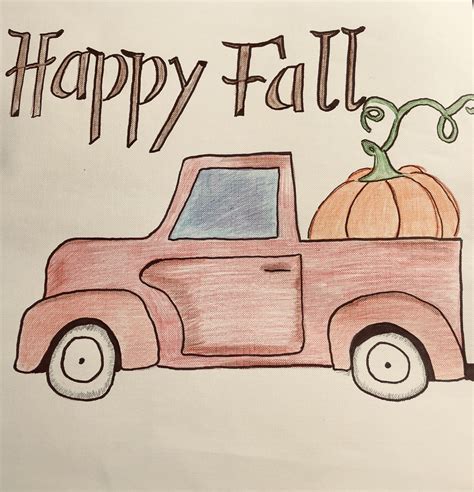 Pencil Pumpkin Truck | Fall drawings, Thanksgiving drawings, Cute ...