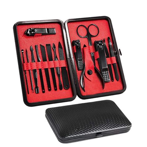 Mens Manicure Set - 15 In 1 Stainless Steel Professional Pedicure Kit Nail Scissors Grooming Kit ...