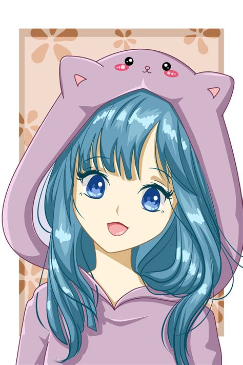 cute and beautiful anime girls with cat 2947531 Vector Art at Vecteezy