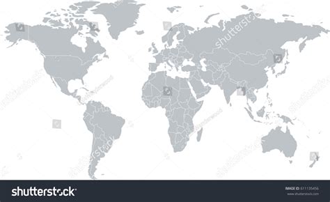 Gray World Map Countries Stock Vector (Royalty Free) 611135456 ...