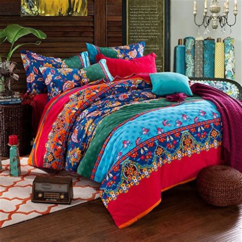 Fadfay Full Queen Size Bedding Sets Bohemian Style Reversible 4pcs ...