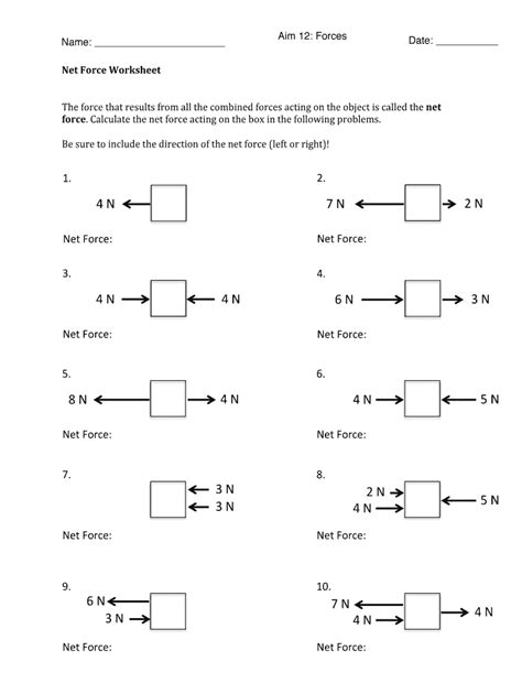 Drawing Force Diagrams Worksheet