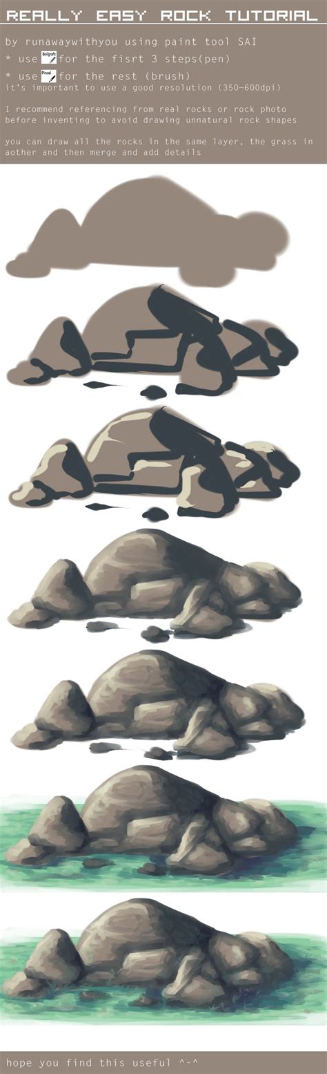 easy tutorial - drawing rocks by runawaywithyou on deviantART | Техники ...