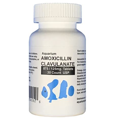 Aquarium Amoxicillin/Clavulanate 875mg./125mg. 30 count – aquarium pharmacy