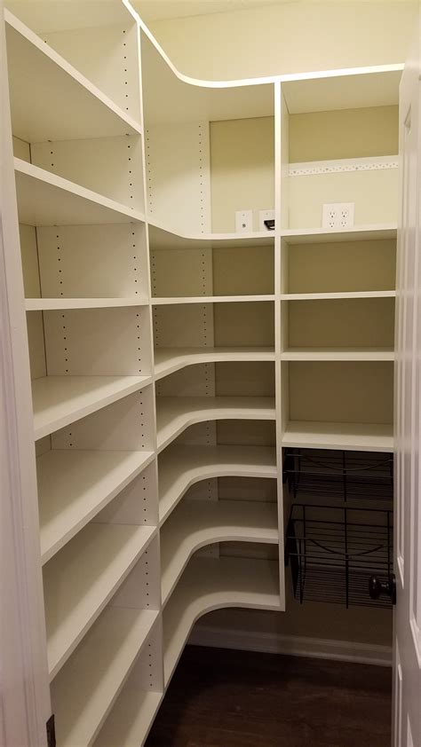 White melamine pantry with adjustable shelving and wire baskets. | Pantry renovation, Pantry ...