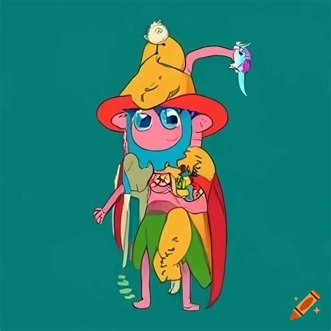 Colorful shaman character in adventure time style