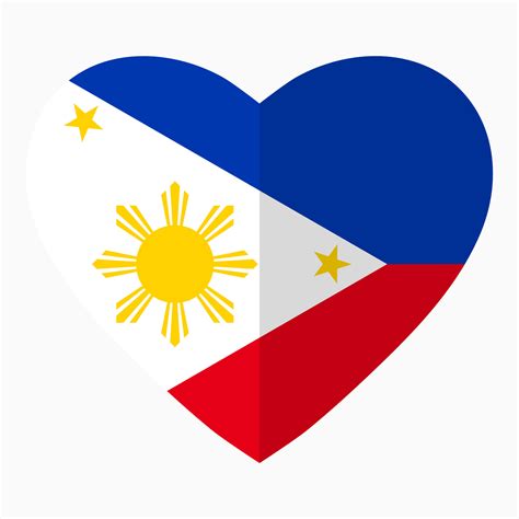 Flag of Philippines in the shape of Heart, flat style, symbol of love for his country ...