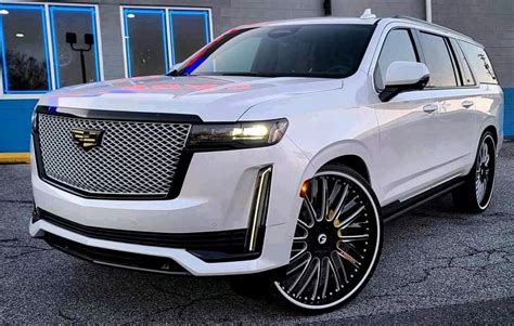 White & Black 2021 Cadillac Escalade On Forgiato Wheels