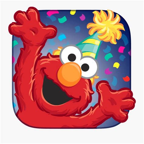 an elmo character with a party hat and confetti on it's head