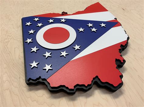 Ohio State Shape Wood Flag – Patriot Wood