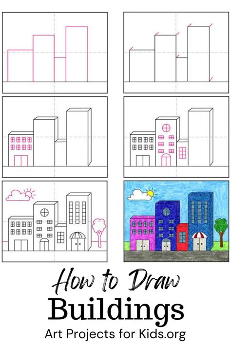 Easy How to Draw Buildings Tutorial Video and Buildings Coloring Page | Easy drawings, Drawings ...